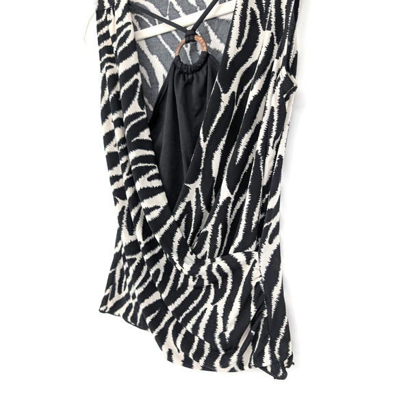 VTG Y2K Zebra Print Layered Wrap‎ Halter Fairy Grunge Baddie Mobwife Tank Medium - Picture 4 of 8